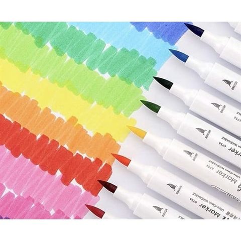  Hộp Bút dạ quang nhiều màu Acrylic Baoke gồm 12 màu an toàn, lên tay tẩy rửa được hàng chính hãng 
