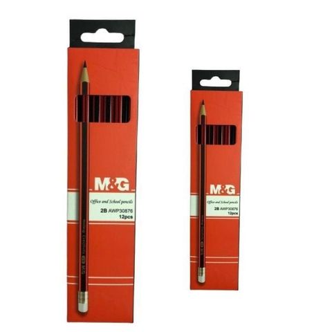  Bút chì gỗ 2B đỏ đen lục giác gọt sẵn có gôm AWP30876 (Hàng chính hãng) 