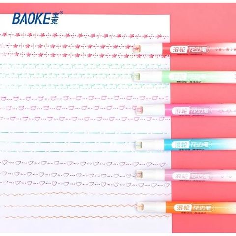  Bút lông kim 6 màu/vỉ chuyên dùng trang trí hoạ tiết 7 sắc cầu vồng, con lăn kèm theo sản phẩm chính hãng 