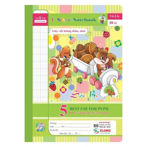  Quyển Vở ô ly 80 trang ĐL 100 Klong022 sản phẩm chính hãng (Giao màu ngẫu nhiên ạ) 