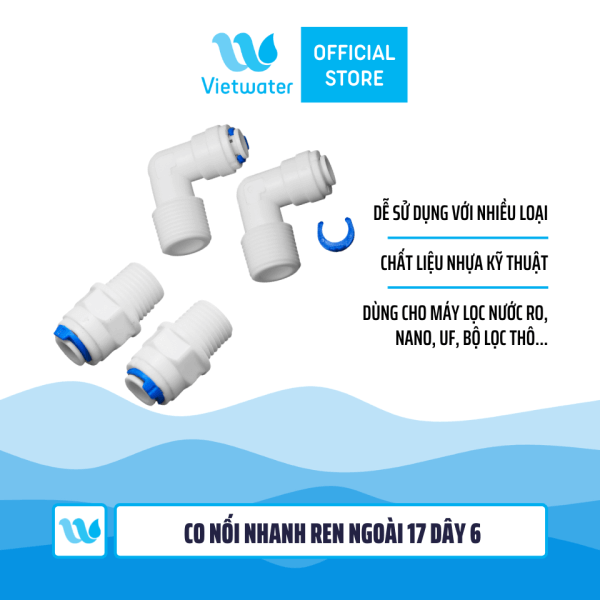  Co cút nối nhanh ren ngoài 17 dây 6 và dây 10 dùng trong máy lọc nước (combo 2 cái hoặc 5 cái hoặc 10 cái) 
