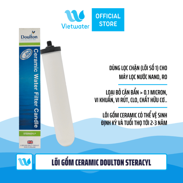  Lõi gốm Ceramic Doulton Steracyl 10 inch - Lõi số 1 máy lọc nước Dr. Sukida, Kpro Series MT88 và máy lọc nước Nano, máy lọc nước RO khác (dùng thay thế lõi PP) 