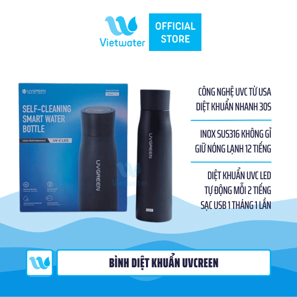  Bình nước giữ nhiệt diệt khuẩn UVGREEN 500ML 