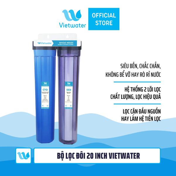  Bộ lọc đôi 20 inch Vietwater (bộ lọc nước sinh hoạt - bộ lọc thô) 