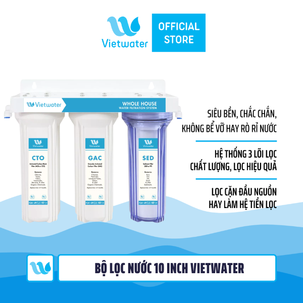  Bộ lọc nước sinh hoạt 10 inch Vietwater (bộ ba - bộ lọc thô) 