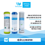  Bộ 3 lõi số 123 máy lọc nước RO Geyser (lõi PP 1 micron-GAC-CTO) - dùng cho tất cả máy lọc nước RO (Kangaroo Karofi Geyser Mutosi Daikiosan Sunhouse) 