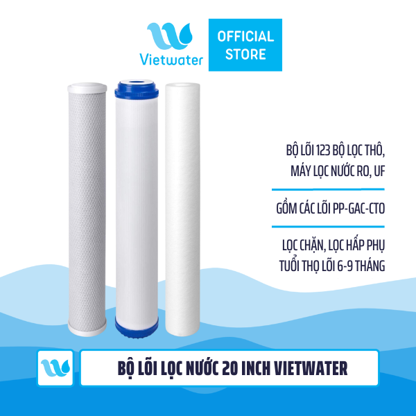  Bộ lõi thô 123 20 inch Vietwater – bộ lõi 123 20 inch (PP-UDF-CTO) dùng cho máy lọc nước ro, bộ lọc thô 