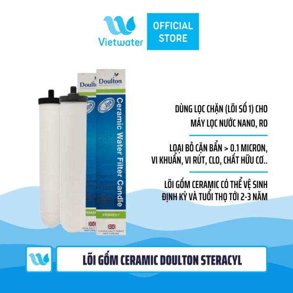  Lõi gốm Ceramic Doulton Steracyl 10 inch - Lõi số 1 máy lọc nước Dr. Sukida, Kpro Series MT88 và máy lọc nước Nano, máy lọc nước RO khác (dùng thay thế lõi PP) 