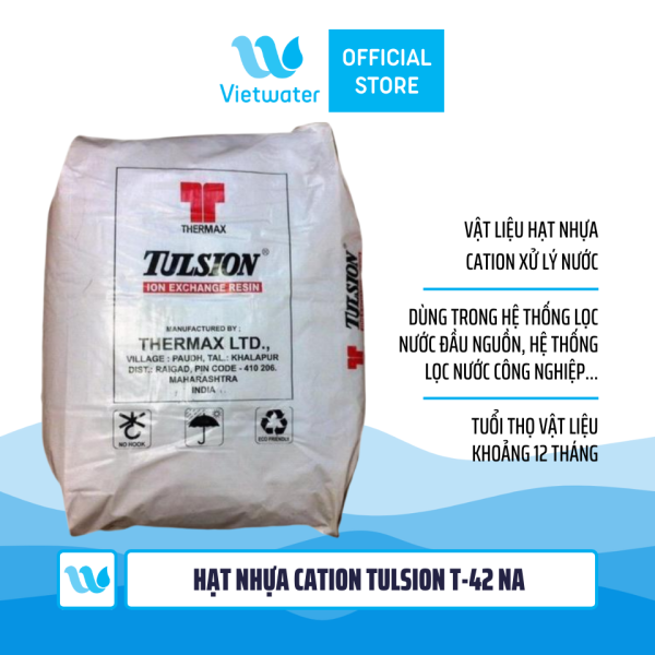 Hạt nhựa trao đổi ion Cation Tulsion T-42 NA Thermax Ấn Độ 