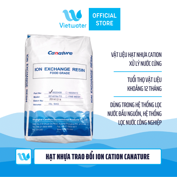  Hạt nhựa trao đổi ion Cation Canature 