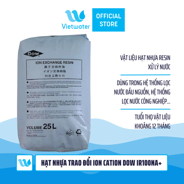  Hạt nhựa trao đổi ion Cation Dow IR100NA+ 