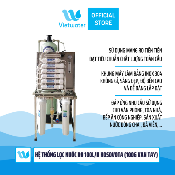  Hệ thống lọc nước RO 100lh Kosovota van tay 