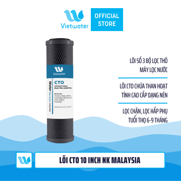  Bộ lõi thô 123 10 inch Vietwater NK (made in Malaysia) (PP-UDF-CTO) - lõi UDF Resin 10 inch Vietwater NK (made in Malaysia) dùng cho máy lọc nước UF/RO, bộ lọc thô 