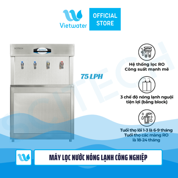  Máy lọc nước RO nóng lạnh công nghiệp Vietwater 75LPH (model SPR-75HC4) 