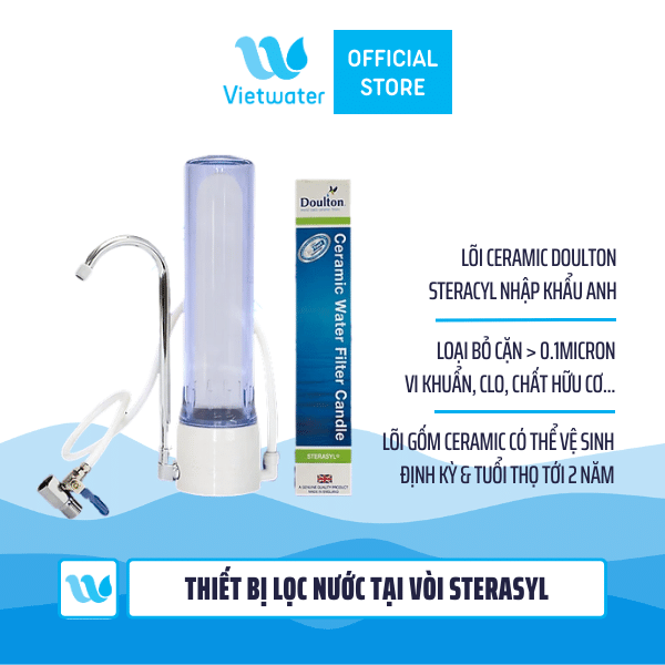  Thiết bị lọc nước tại vòi để bàn Vietwater Sterasyl TC1CER-STS – Thiết bị lọc nước lắp trên bồn rửa, Máy lọc nước Nano Ceramic 