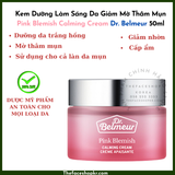  Kem Dưỡng Cho Da Mụn Làm Sáng Khỏe Ẩm Mịn Dịu Da Mờ Vết Thâm THE FACE SHOP Dr Belmeur Pink Blemish CALMING CREAM 50ml 