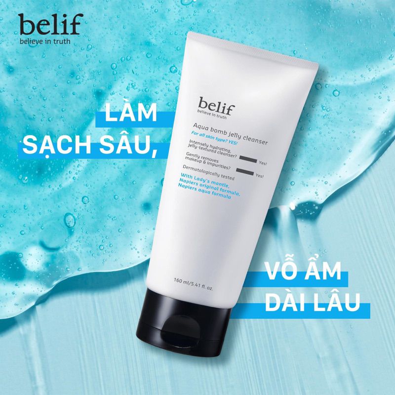  [HÀNG CÔNG TY] Gel rửa mặt dạng thạch cấp ẩm sạch sâu Belif Aqua Bomb Jelly Cleanser 160 ML 