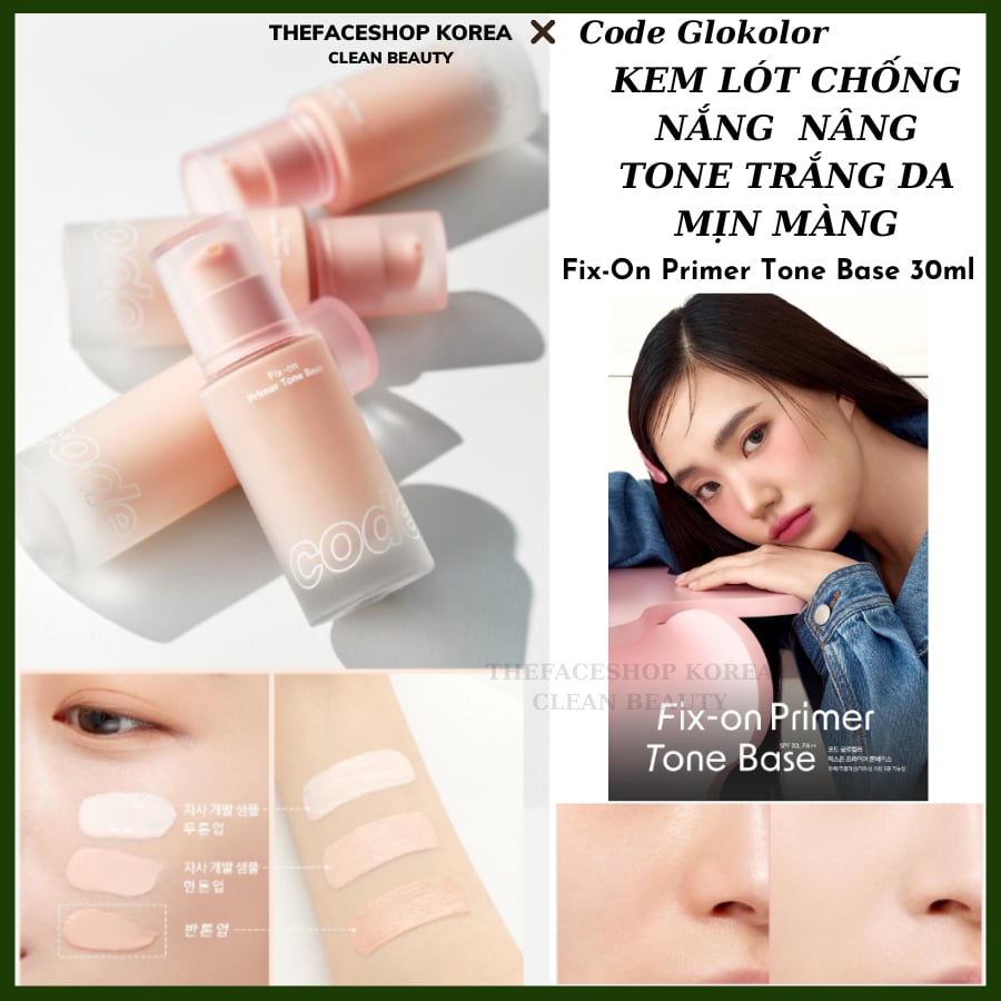  Kem lót chống nắng nâng tông trắng da dưỡng ẩm che khuyết điểm hiệu quả 24h Code Glokolor 30ml chống nắng SPF33 PA++ 