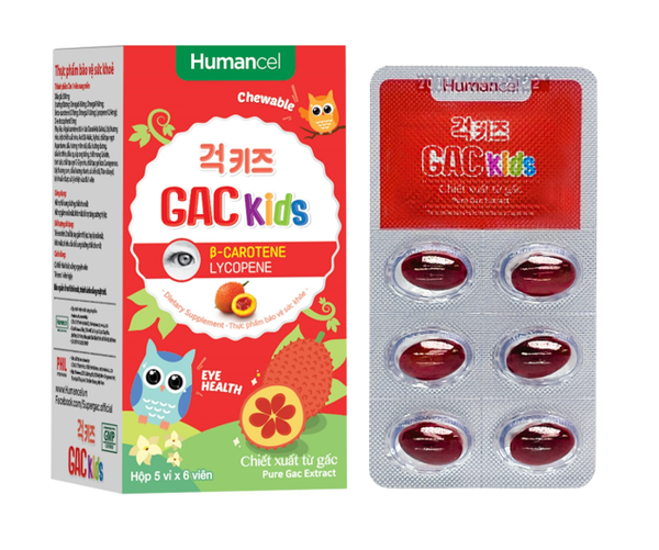  [HẾT HÀNG] Viên nhai bổ mắt trẻ em GAC Kids vị trái cây (hộp 30 viên) - Giúp trẻ mắt sáng, thông minh, tăng khả năng miễn dịch | Gac Kids (걱 키즈 ) 오일 (30캡슐) 