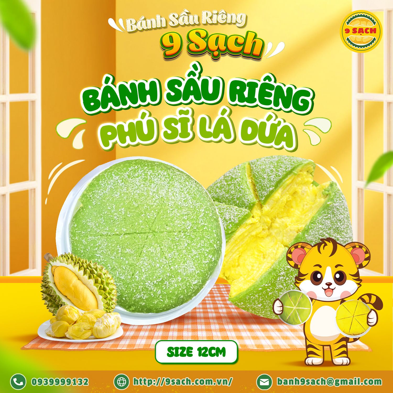  Bánh Phú Sĩ Sầu Riêng Lá Dứa - Size 12cm (400g) 