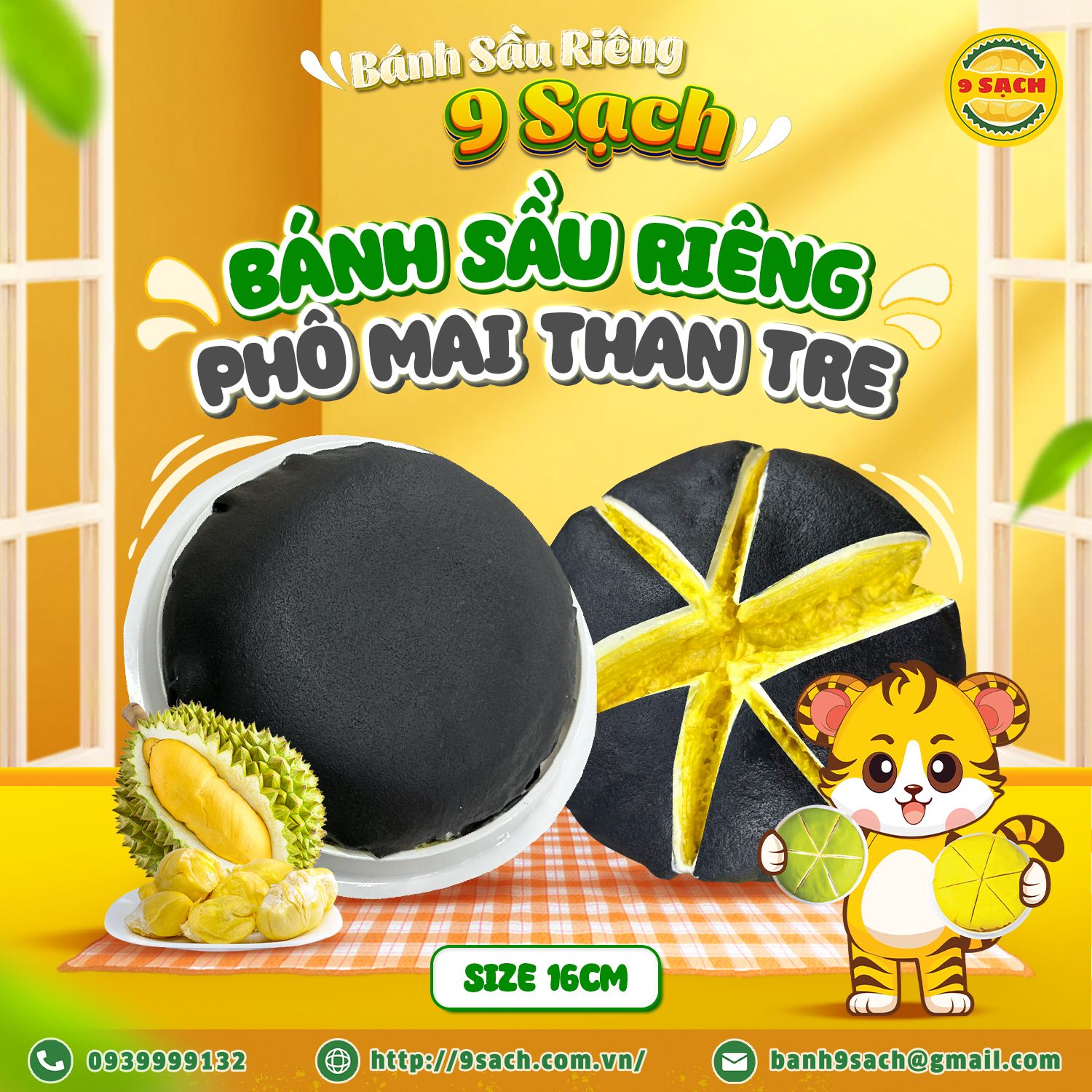  Bánh Phô Mai Than Tre size 16cm - 600g 