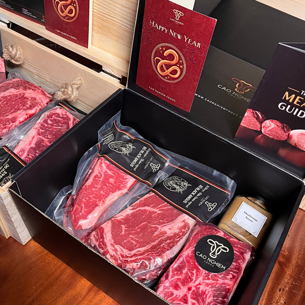  #SET STEAK BOX NO.3 - Set hộp quà tặng thịt bò Black Angus Teys Certified Premium MB2+ 