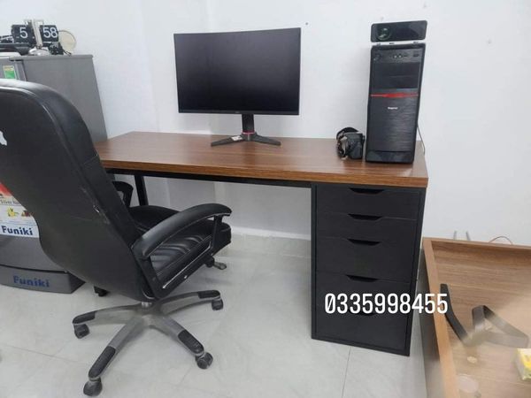 Bàn IKEA 1 Tủ Đen-Mặt Nâu óc chó