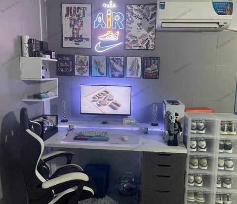 Bàn IKEA 1 Tủ Đen-Mặt Trắng