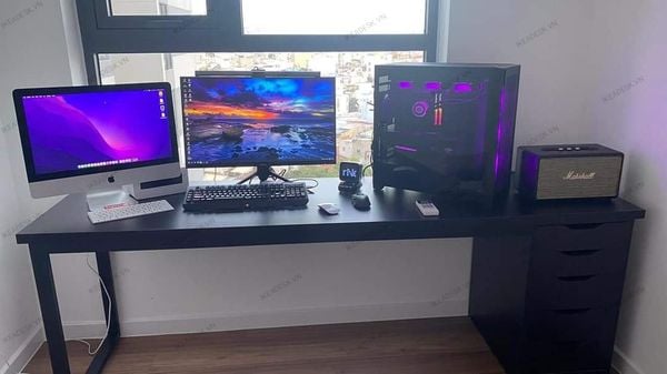 Bàn IKEA 1 Tủ Đen-Mặt Đen