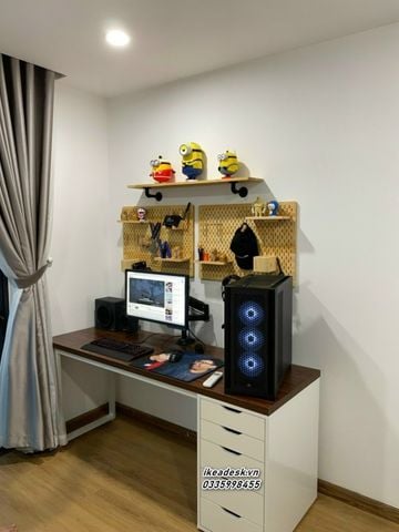 Bàn IKEA 1 Tủ Trắng-mặt nâu