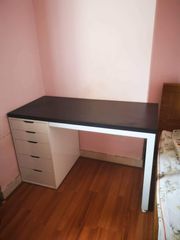 Bàn IKEA 1 Tủ Trắng-Mặt Đen