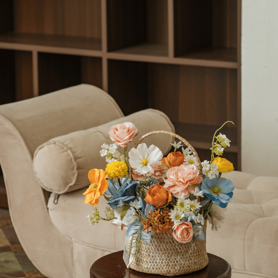  GIỎ MÂY - TONE CAM XANH 