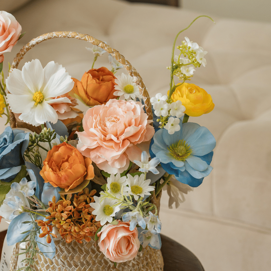  GIỎ MÂY - TONE CAM XANH 