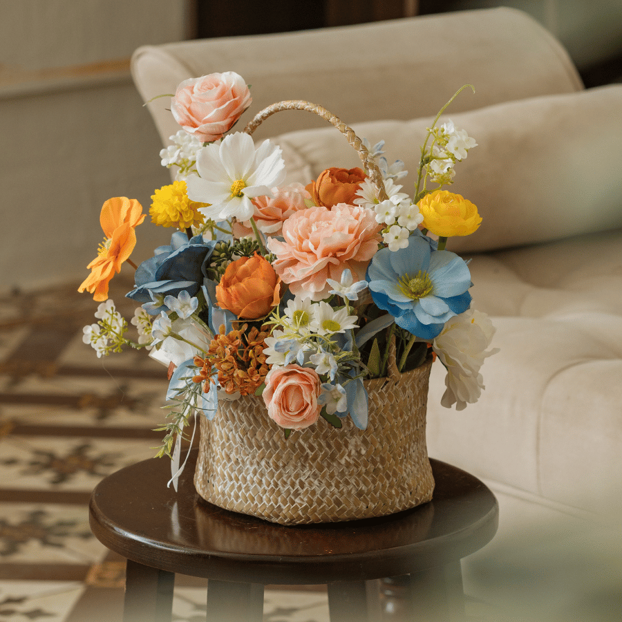  GIỎ MÂY - TONE CAM XANH 