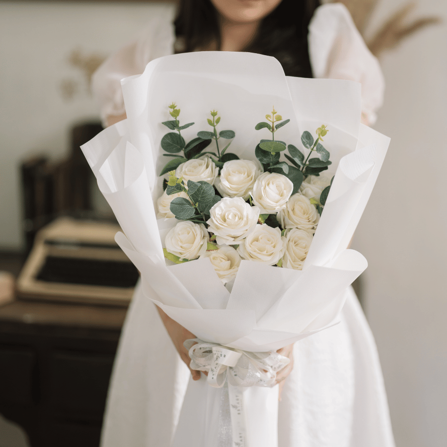  HOA BÓ - HOA HỒNG TRẮNG L 