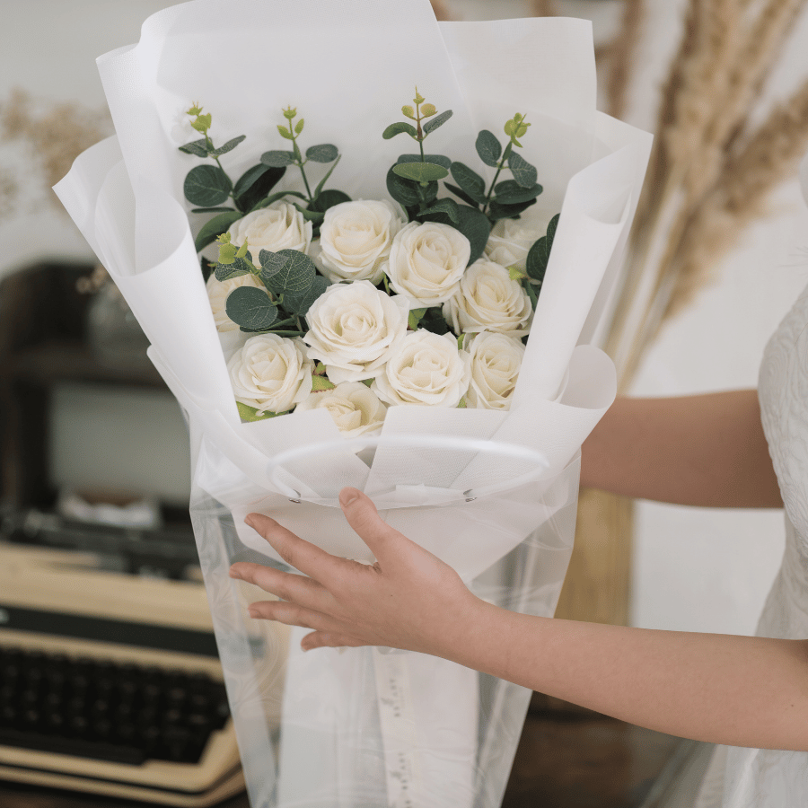  HOA BÓ - HOA HỒNG TRẮNG L 