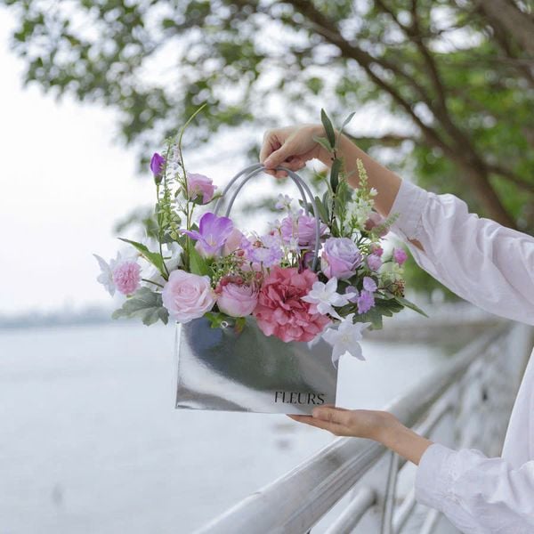  GIỎ FLEURS - HỒNG TÍM 