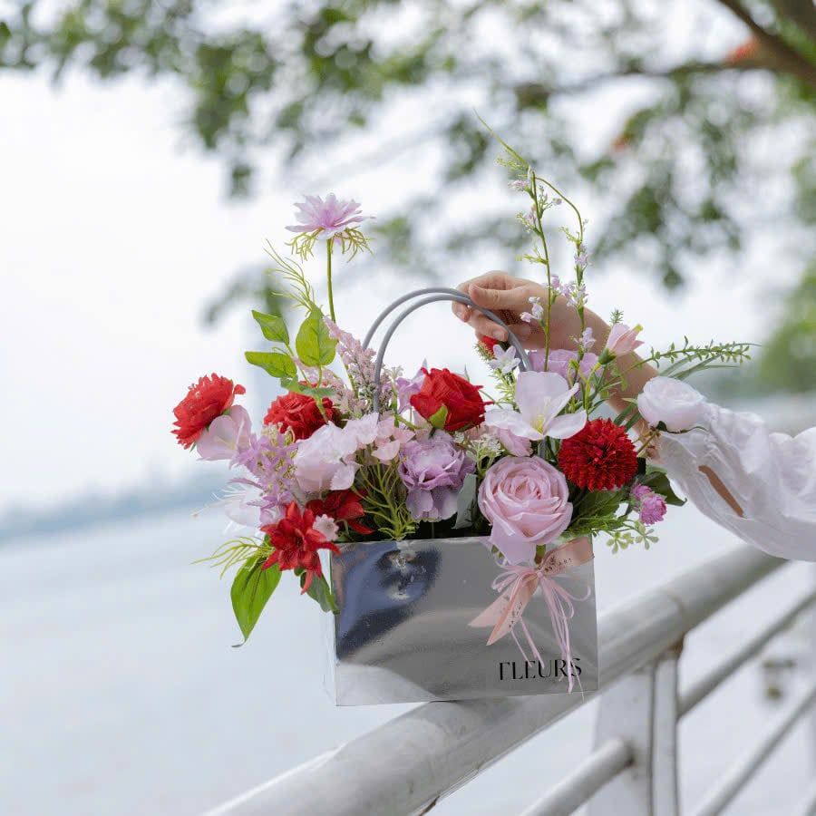 GIỎ FLEURS - HỒNG ĐỎ 