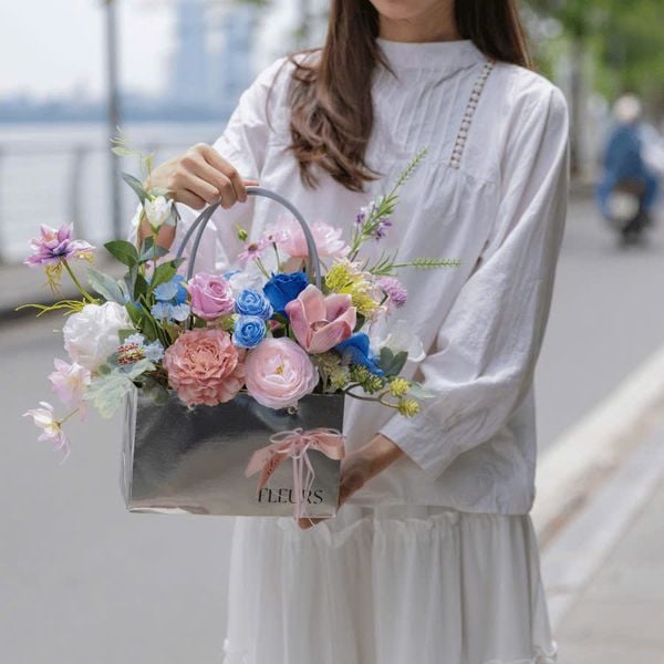  GIỎ FLEURS - HỒNG XANH 