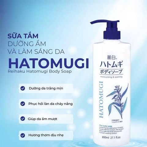 Sữa tắm Reihaku Hatomugi Body Soap dưỡng ẩm và làm sáng da (800ml)