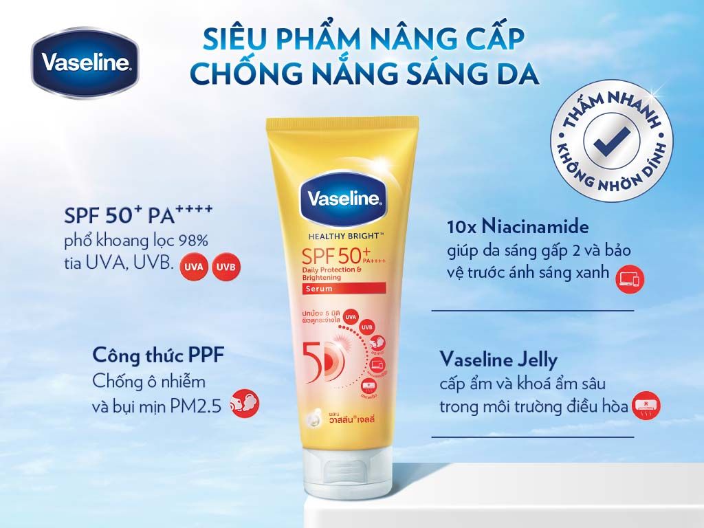 Sữa Dưỡng Thể Vaseline Healthy Bright Spf50+ Daily Protection & Brightening Serum Dưỡng Da Chống Nắng 300ml #2