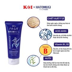 Sữa rửa mặt kháng viêm, ngừa mụn và làm dịu da Hatomugi The Madicated Facial Foam 130gr