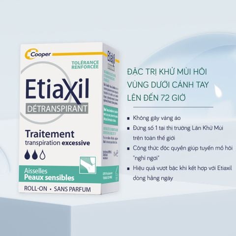Lăn khử mùi Etiaxil Detranspirant Traitement Roll-On 15ml dành Cho da nhạy cảm, tiết nhiều mồ hôi