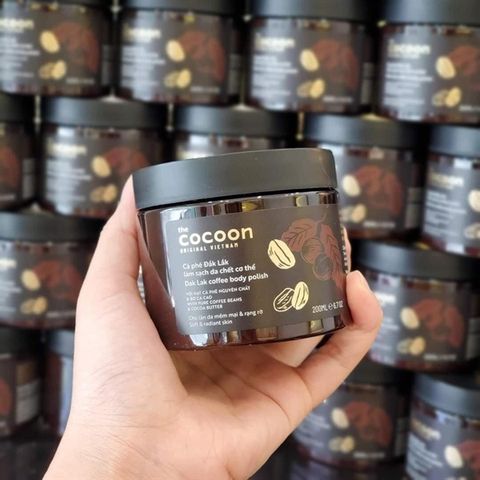 Tẩy Da Chết Cocoon Làm Sạch Da Chết Cơ Thể Hạt Cafe Nguyên Chất Và Bơ Cacao Coffee Body Polish 200ml