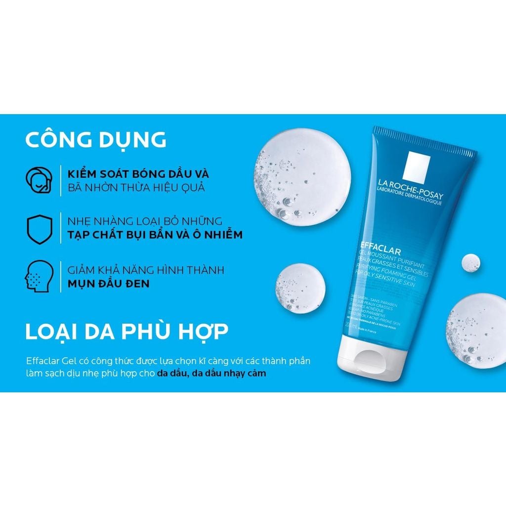 CT) Sữa rửa mặt kiềm dầu, dịu nhẹ La Roche-Posay Effaclar Moussant Pu – KIM  MAMA