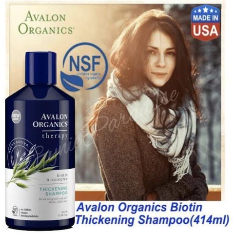 Dầu gội đầu khích thích mọc tóc Avalon Organics Thickening Shampoo Biotin B-Complex Therapy.