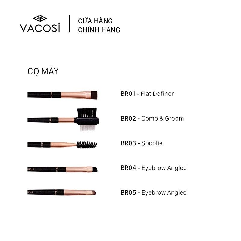 (CT) Cọ tán chân mày Vacosi Eyebrow Angled Brush (Br04)