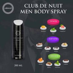 Xịt Thơm Khử Mùi Nam Armaf Club De Nuit Body Spray For Men 200ml