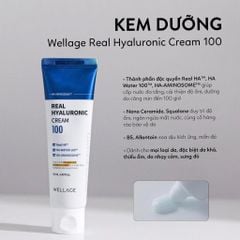 Kem dưỡng cấp ẩm, làm dịu và phục hồi da Wellage Real 100% Hyaluronic Cream 50ml