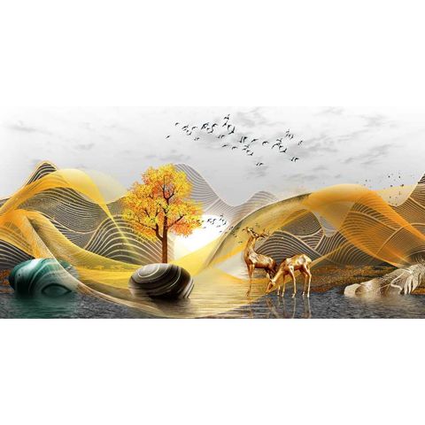  Gạch tranh đính đá phong cảnh 03 